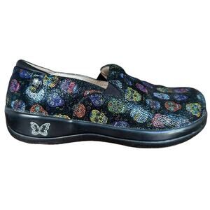 Alegria Keli PRO Sugar Skulls Dottie Slip On Professional Clog Shoes Black 37